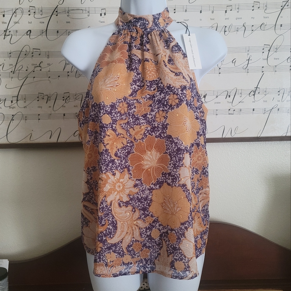 🖤 Cup Cakes and Cashmere fully lined, collared tank top, NWT, size xs